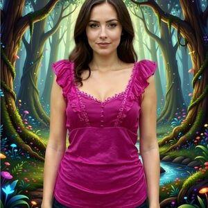 Vintage Y2K Fuchsia Romantic Boho Fairycore Blouse